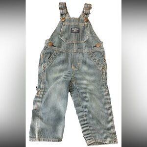 Vintage Oshkosh B'Gosh Baby Denim Striped Overall One-Piece Outfit 12 Months